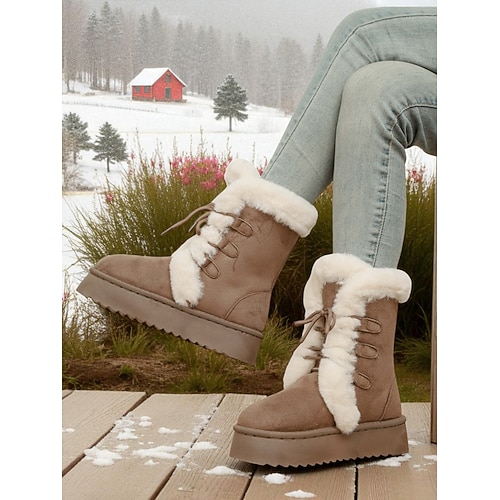 Damen-Schneestiefel in Kamelhaar – schick und modisch, geeignet für Wintermode, Urlaubsausflüge und den Alltag Image