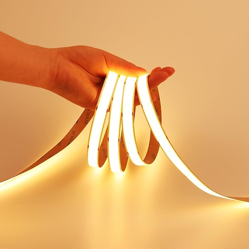 24 V, 15 mm, 24 W, 960 LEDs/m; 30 mm, 40 W, 1600 LEDs/m Breite; COB-LED-Streifen mit hoher Helligkeit, großer Leuchtfläche, dimmbar, für den Innenbereich, nicht wasserdicht, nur für Gewerbe, Haushalt Image