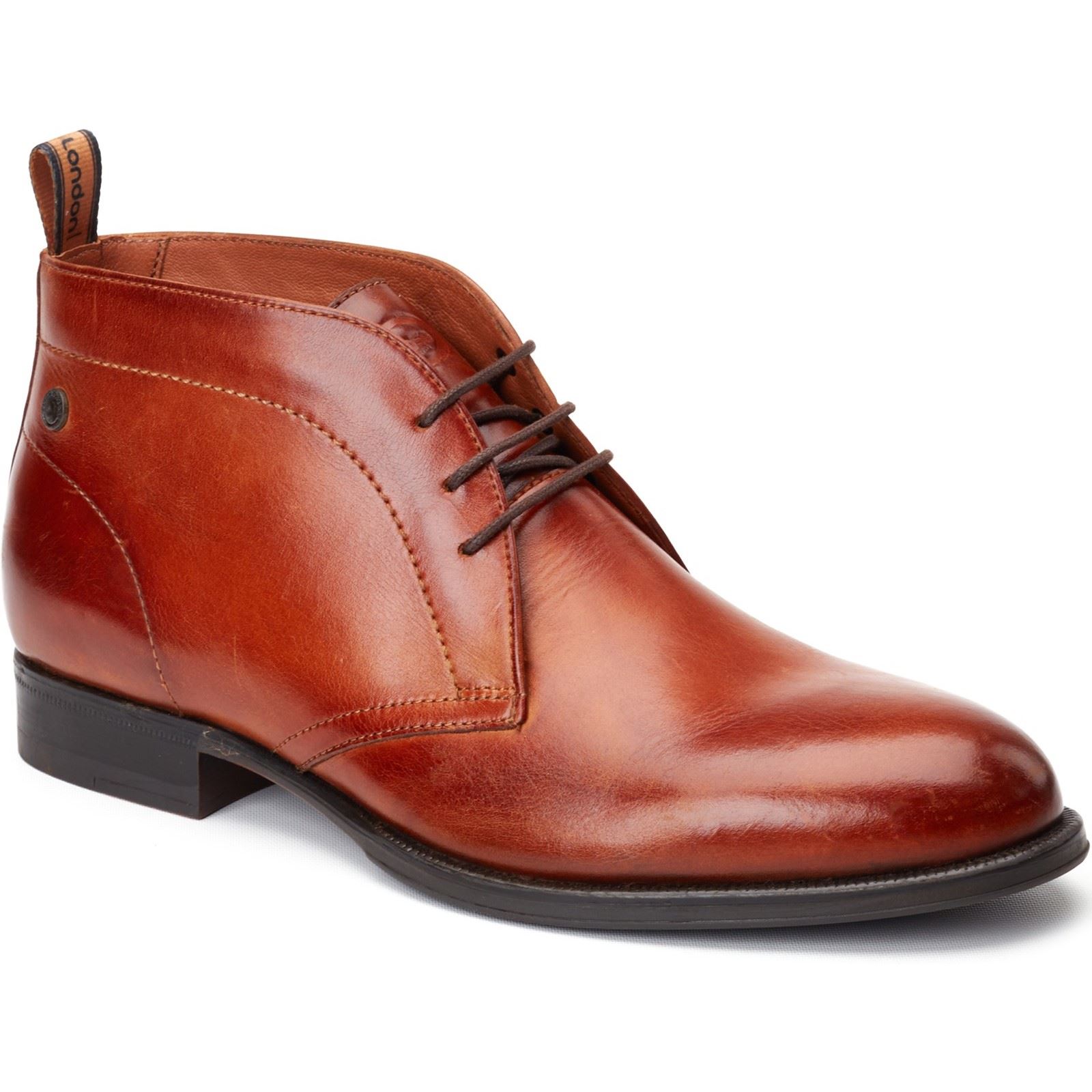 Base London Wallis Leder Herren Ankle Boots in verbranntem Tan