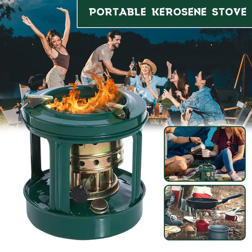 Brenner Tragbare Kerosin Herd Winddicht Outdoor Camping Heizung Für 2-3 Personen Picknick Kochen Sicherheit Paraffin Herd Dual Heizung Image