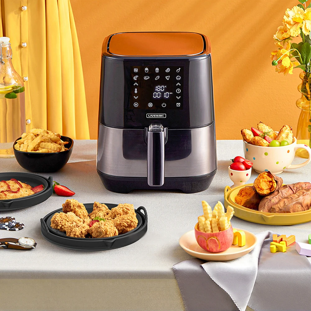 Silikon-Air-Fryer-Matte, hitzebeständige Pfanne, faltbare Backform mit Griffen für den Hausgebrauch Image