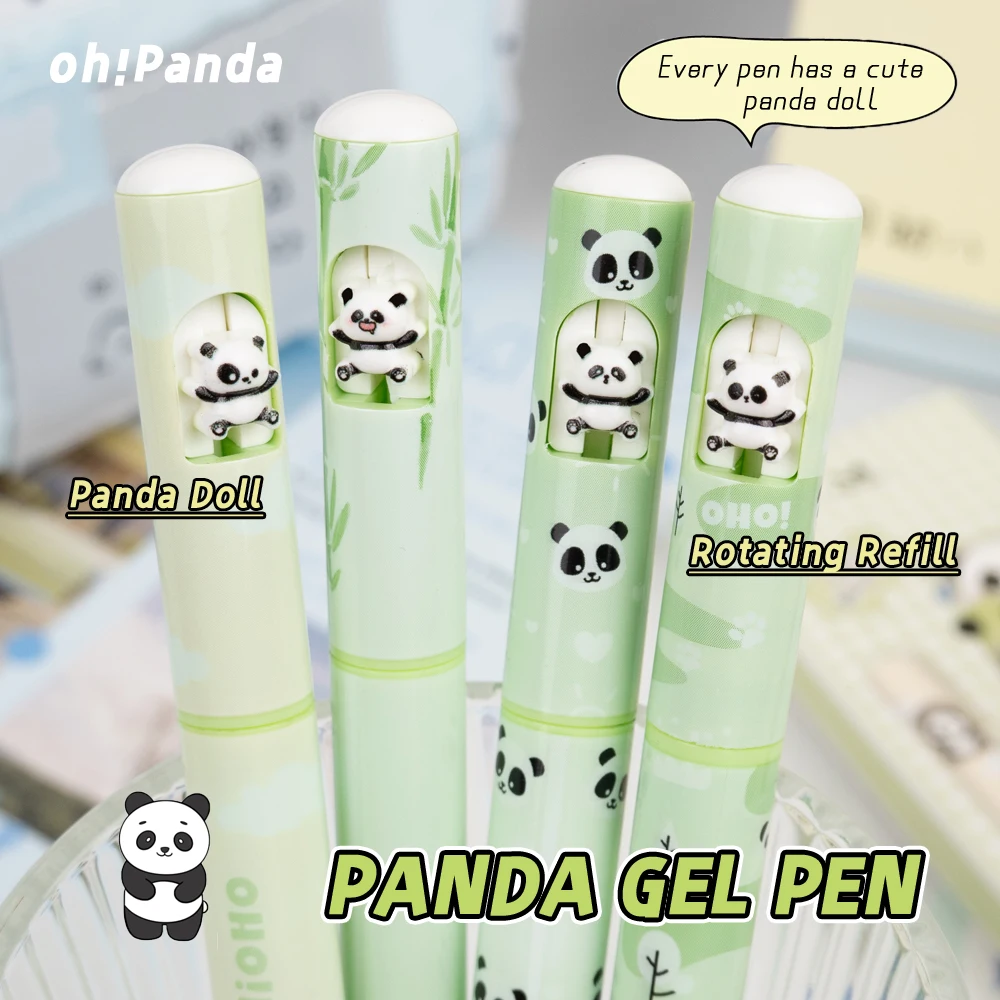 4 Stück/Set Gelschreiber im Panda-Design, 0,5 mm, feine Spitze, glattes Schreiben, schnell trocknender schwarzer Tintenstift für Schule, Büro, Schreibwaren Image