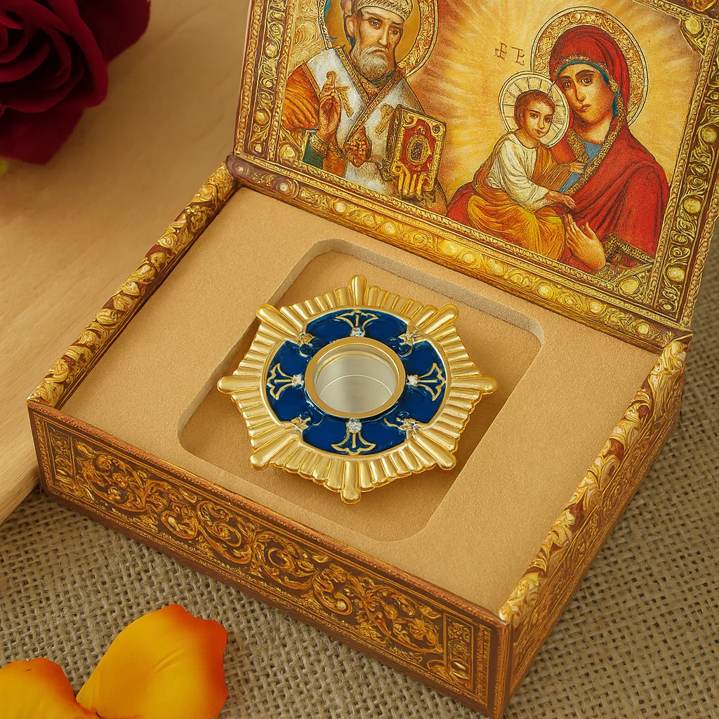 Orthodoxe Zuverlässigkeitskiste, traditionell handgefertigt mit exquisiten Details, geeignet für Sammlung und religiöse Zeremonien, BoxGeschenk Image