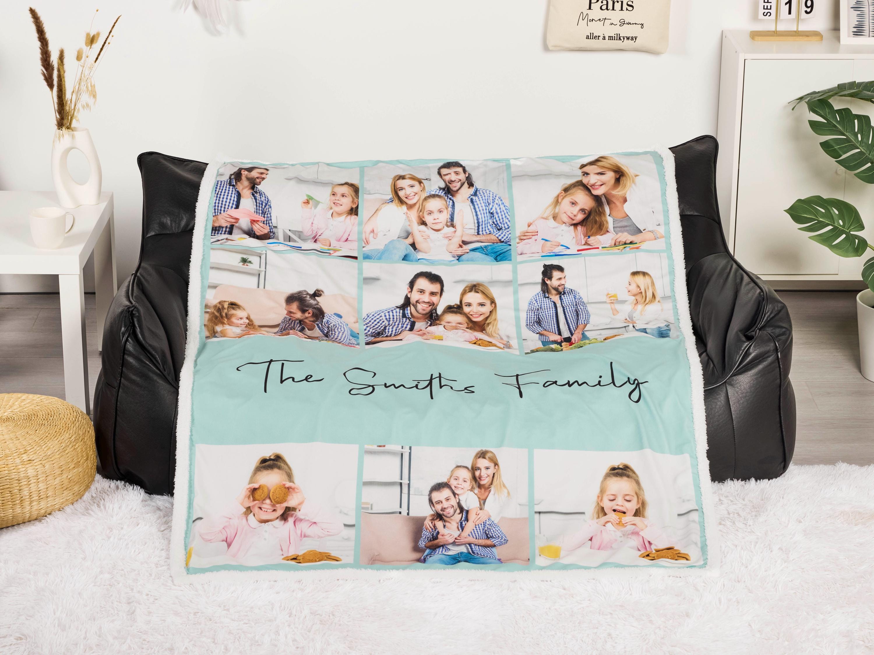 Coperta personalizzata con collage di foto, coperta con foto e testo, coperta con foto di famiglia, coperta commemorativa, coperta con foto per divano