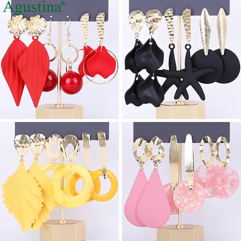 Agustina Set earrings fashion jewelry drop earrings women acrylic earrings long Set geometry earring bohemian earings wholesale