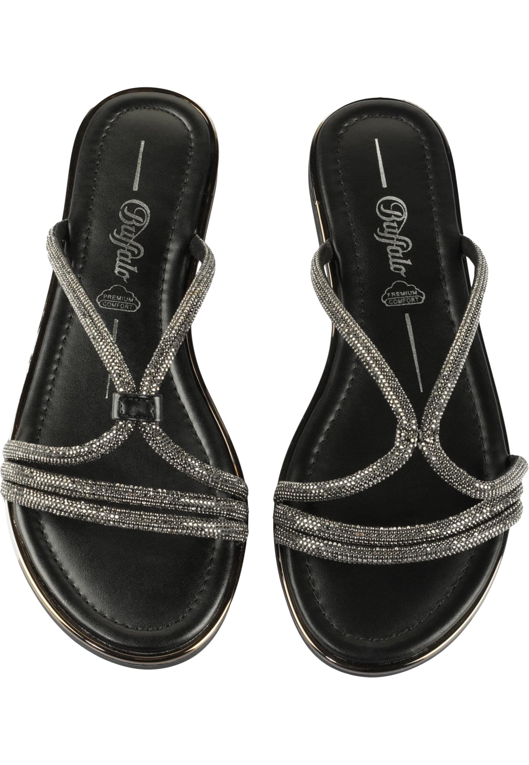 Sandale BUFFALO "Buffalo KIRA MSS GLAM", Damen, Gr. 37, schwarz, Polyurethan, unifarben, Schuhe Sandale