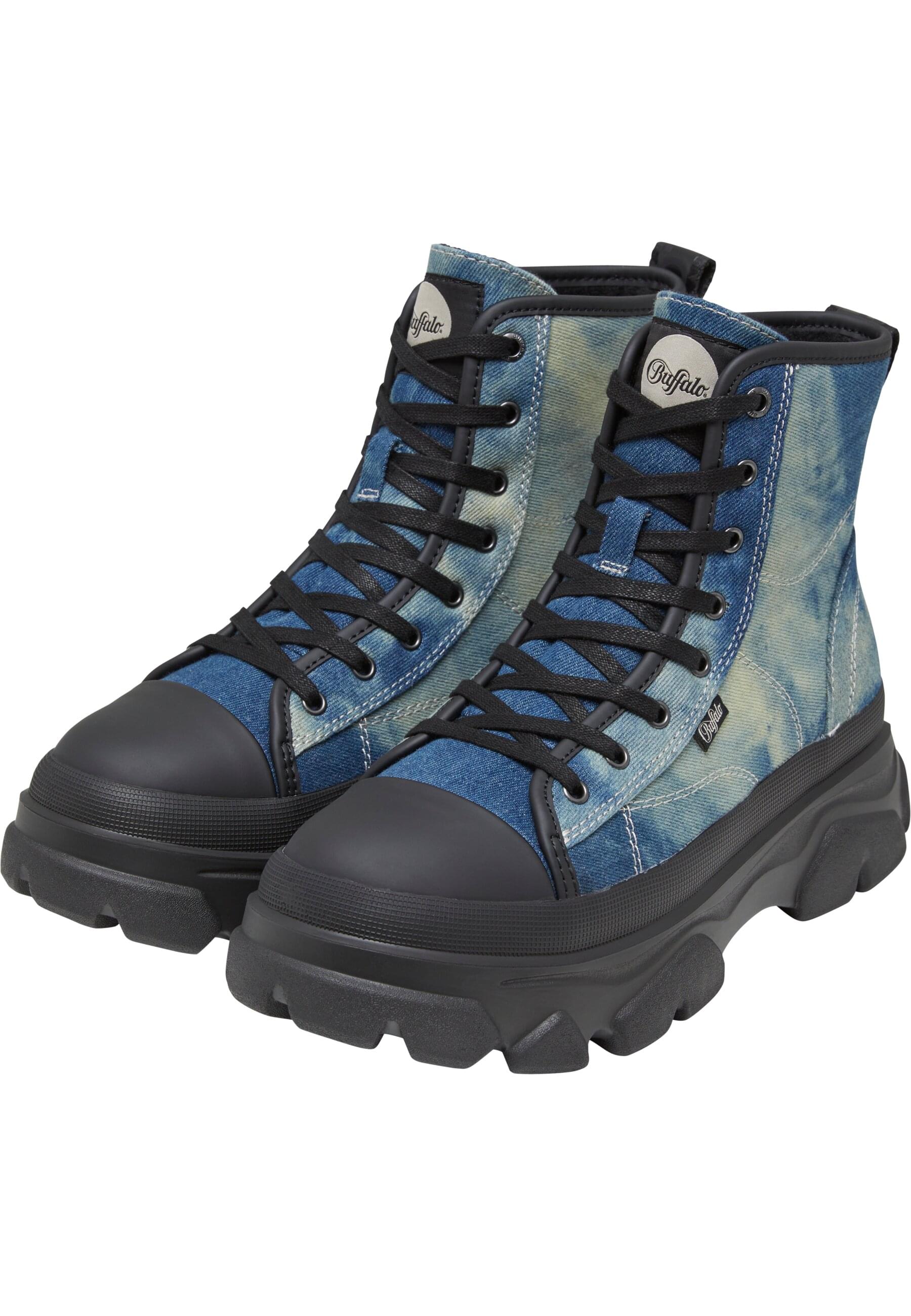 Stiefel BUFFALO "Buffalo cade lace up hi", Damen, Gr. 38, blau, Kunstfaser, unifarben, Schuhe Stiefel