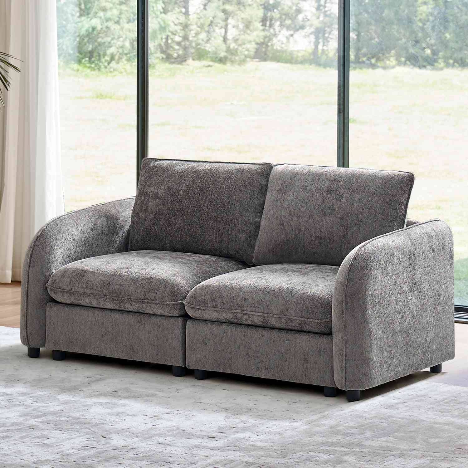 Agustin Modern 2-seat Sectional Slipcovered Sofa with Storage by HULALA HOME