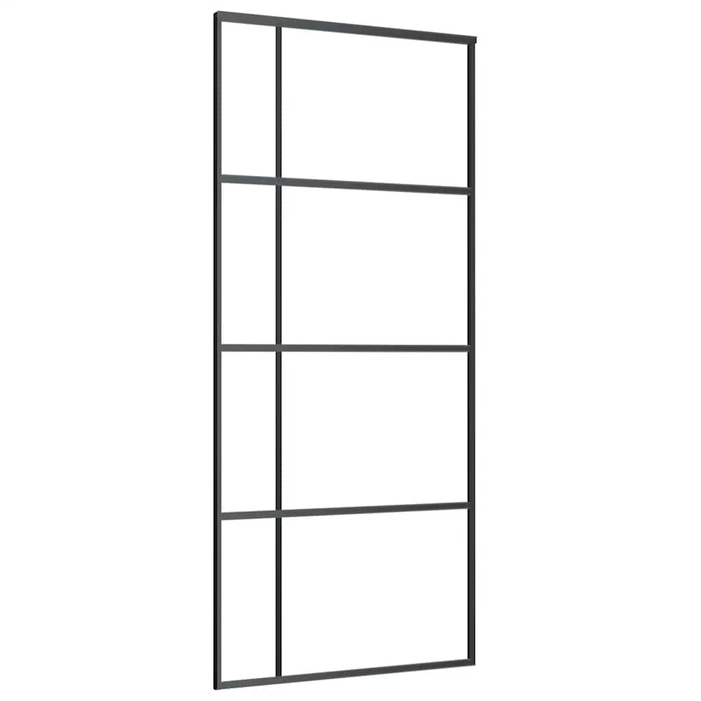 vidaXL Schiebetür ESG-Glas und Aluminium mattiert 90x205 cm Schwarz Image
