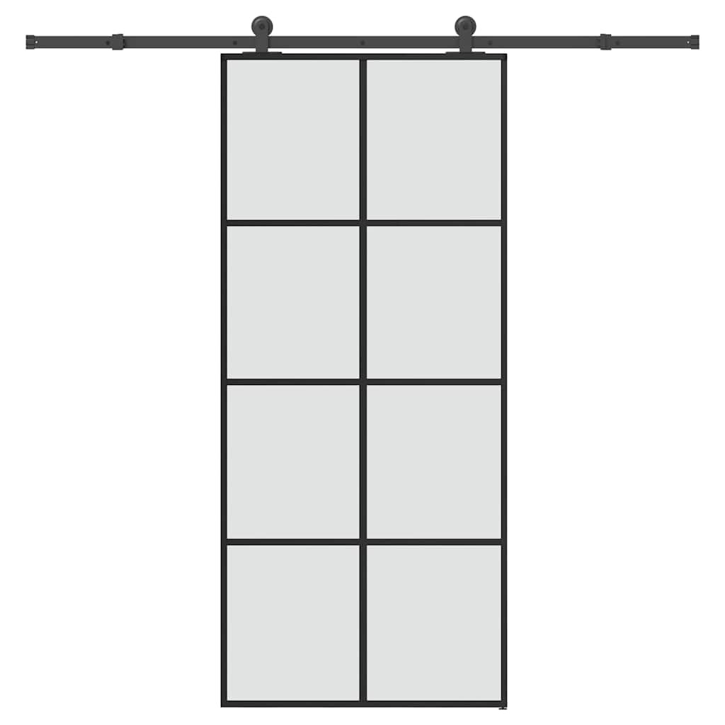 vidaXL Schiebetür mit Beschlag 90x205 cm ESG-Glas & Aluminium Image