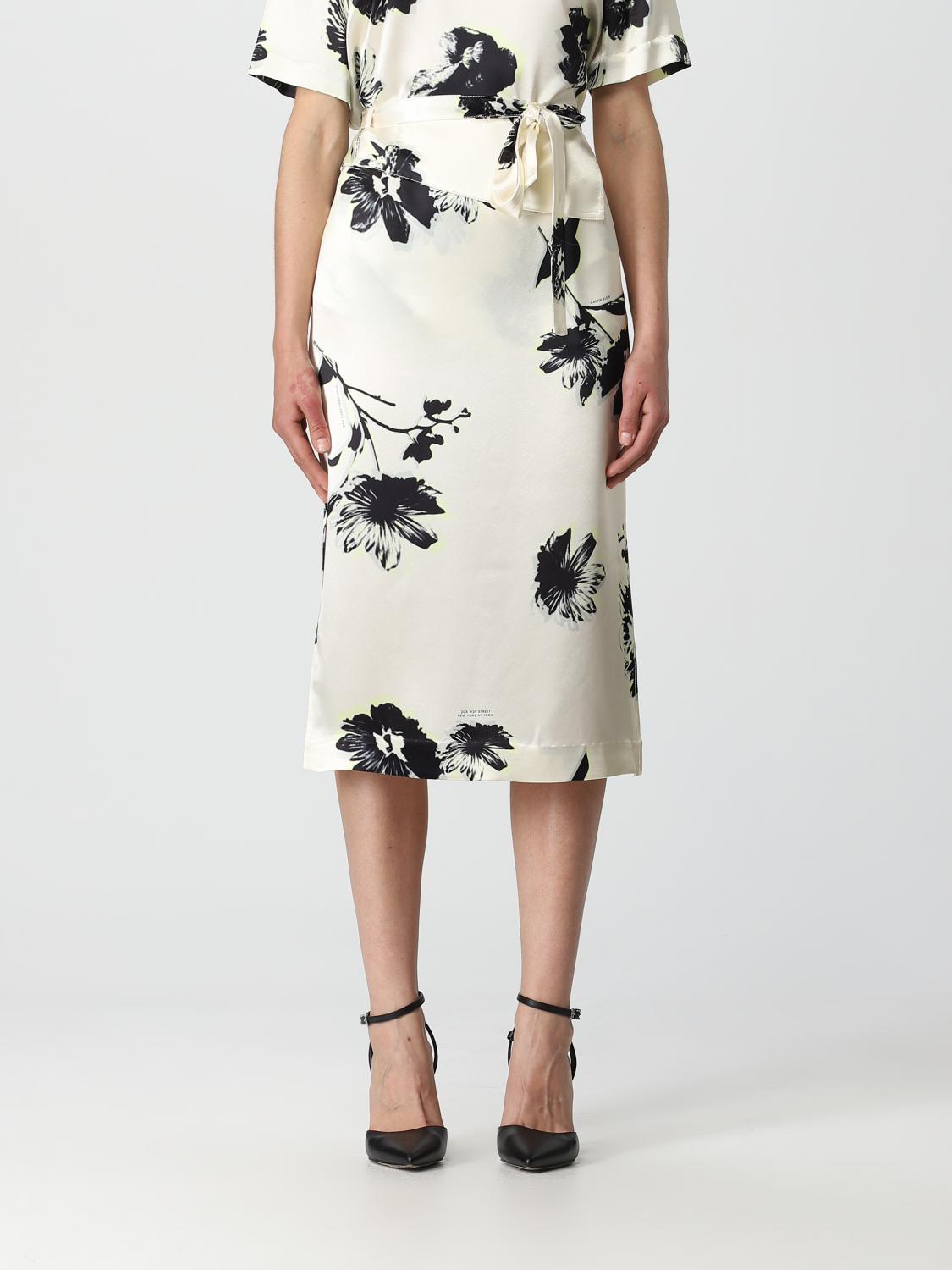 Blumendruck Seiden-Midi-Rock Image