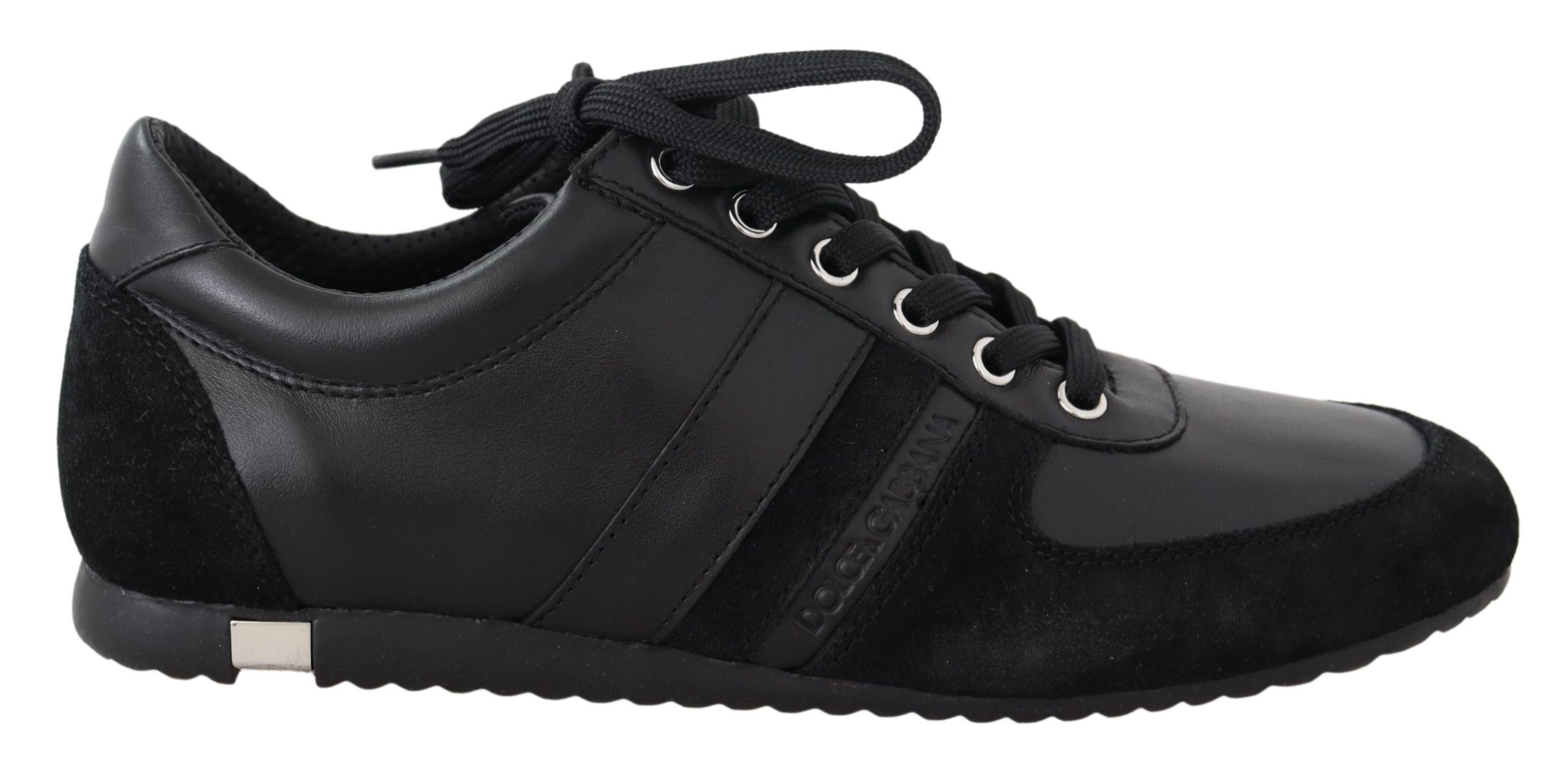 Dolce & Gabbana Herren Schwarze Logo Leder Freizeit Sneaker Schuhe Image