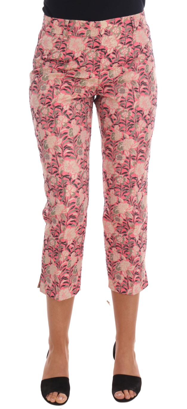 Dolce & Gabbana Rosa Floral Brokat Caprihosen