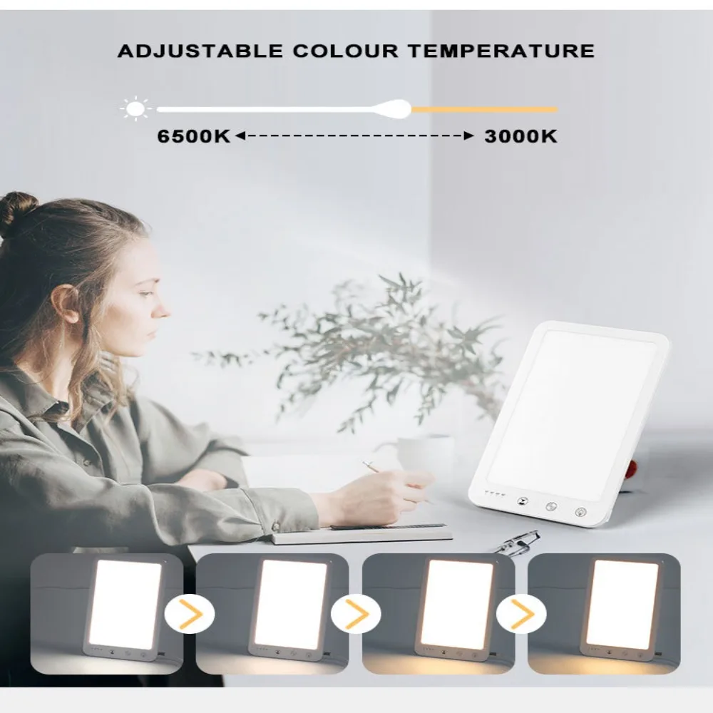 Nouveau 10000 Lux LED lampe de lumière du jour 5 niveaux de luminosité simulant la lumière du jour naturelle lampe triste photothérapie contrôle tactile lumière triste