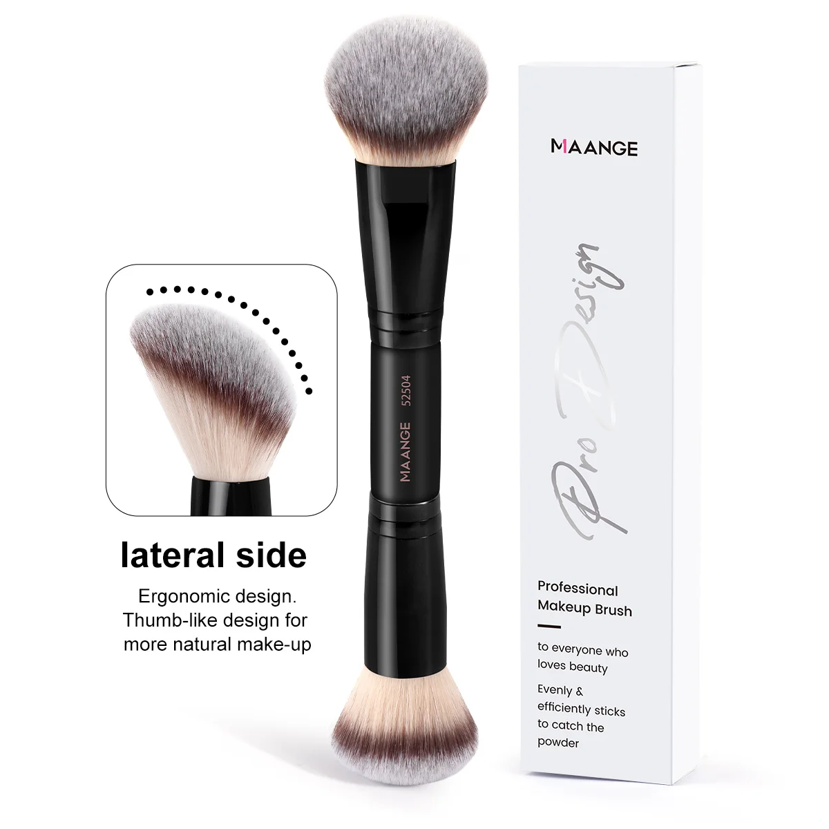 MAANGE – brosse à poudre de fond de teint à double extrémité, cheveux doux et denses pour correcteur, brosse pour le visage, cosmétiques de beauté, accessoires de mélange de beauté