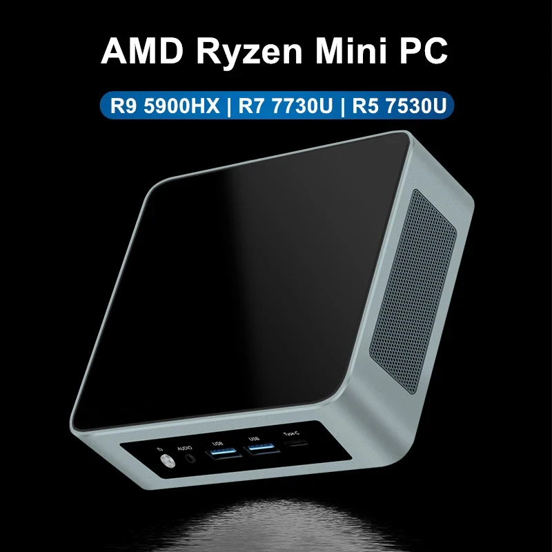 Mini PC AMD Ryzen 9 5900HX R7 6800H 6900HX ES 5800U R5 7530U 2*DDR4 NVMe 2xLAN Office Desktop Computer WiFi6E Bluetooth5.2