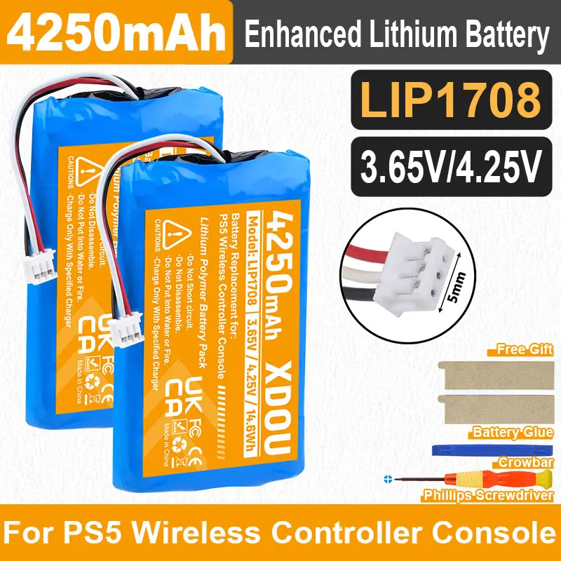 3.65V 14.6Wh For Sony PlayStation 5 PS5 DualSense CFI-ZCT1W CFI-ZCT1J Wireless Controller Replacement 4250mAh Battery LIP1708