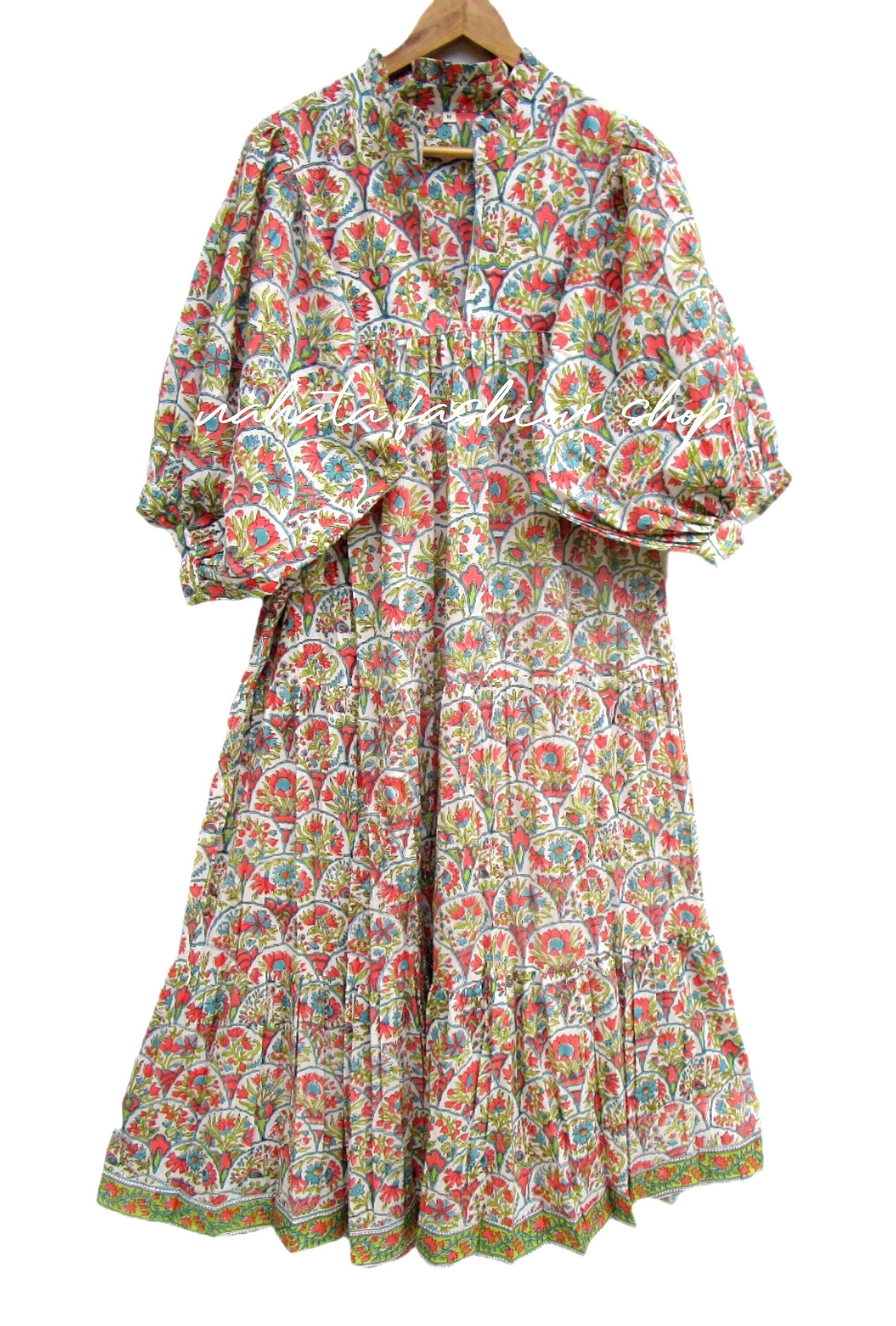 Abito lungo estivo casual boho - abito lungo da donna con scollo a V - abito lungo con maniche a 3/4 e bottoni