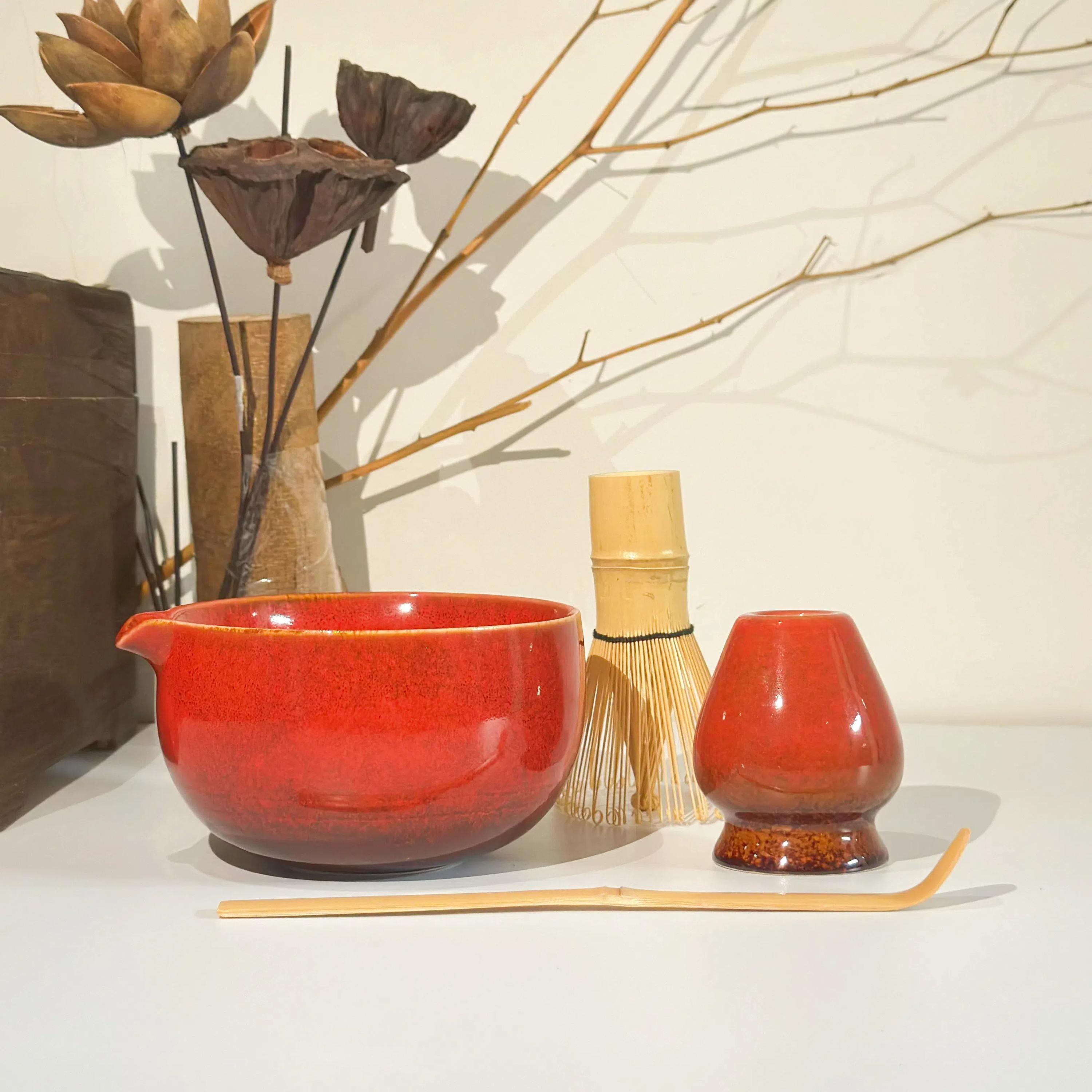 Set di ciotole per Matcha in ceramica con frusta in bambù, set di ciotole per Matcha in ceramica con frusta e beccuccio, set da tè Matcha unico, regal