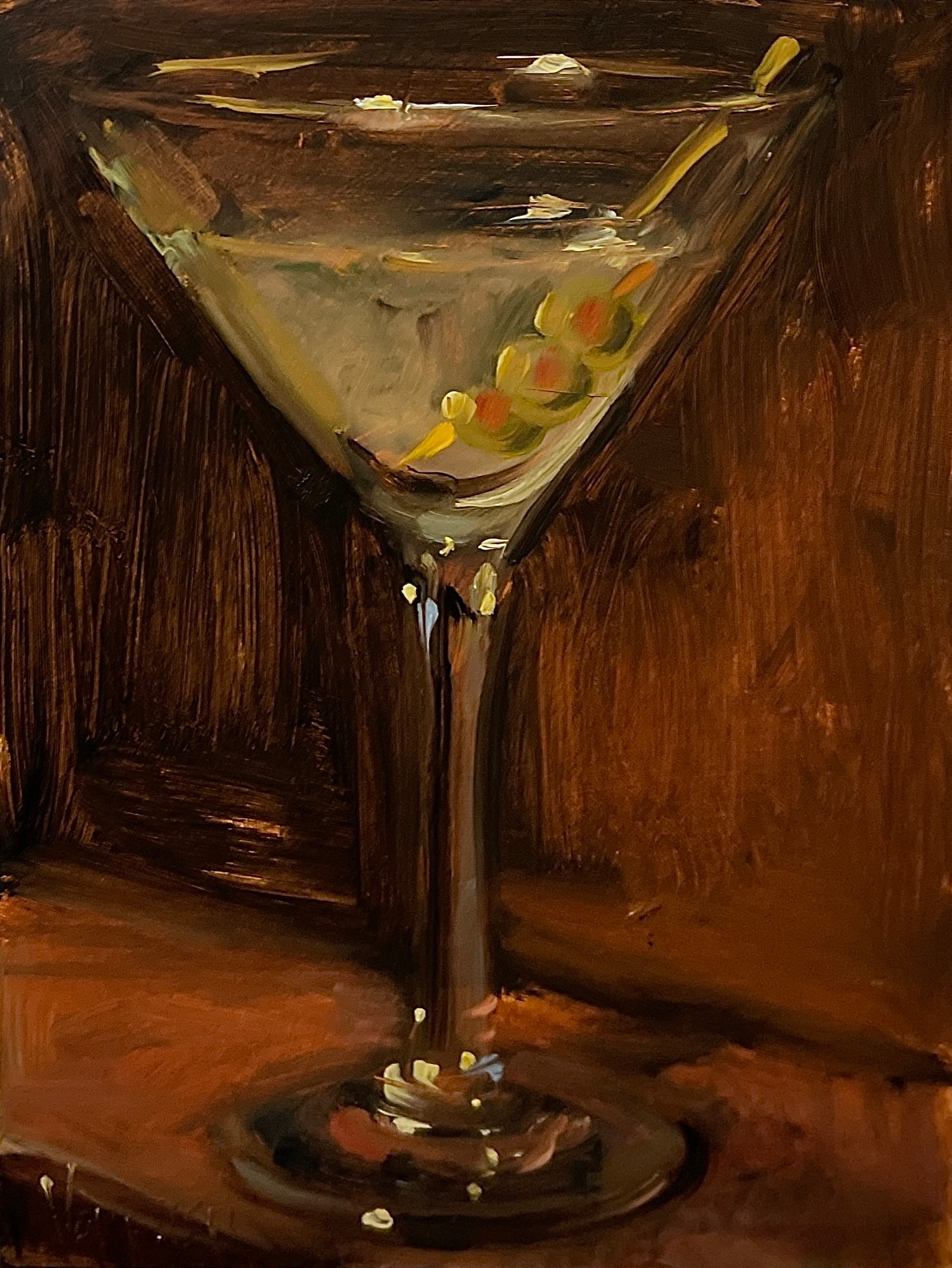 Dirty Martini (16x20) - NOAH VERRIER Dipinto originale a olio di natura morta, stampa artistica firmata