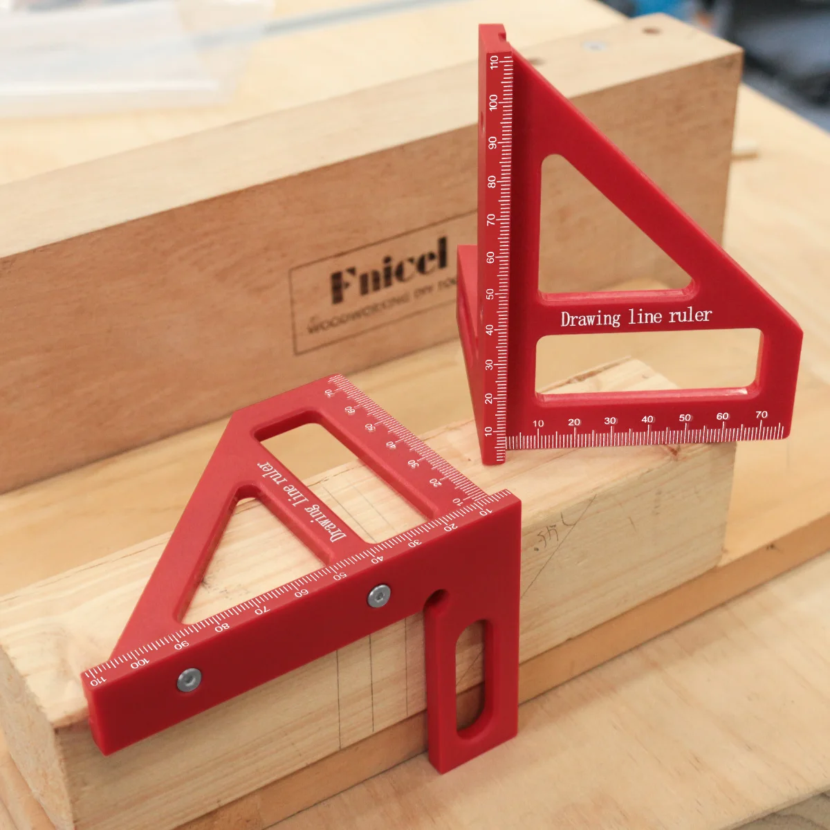 45 ° /90 ° Multi-Winkel-Lineal im Kunststoff-Stil, Holzbearbeitung, Quadrat und Winkelmesser, Präzisionsmesswerkzeug für Zimmerei, Zeichnung, Linienwerkzeug Image
