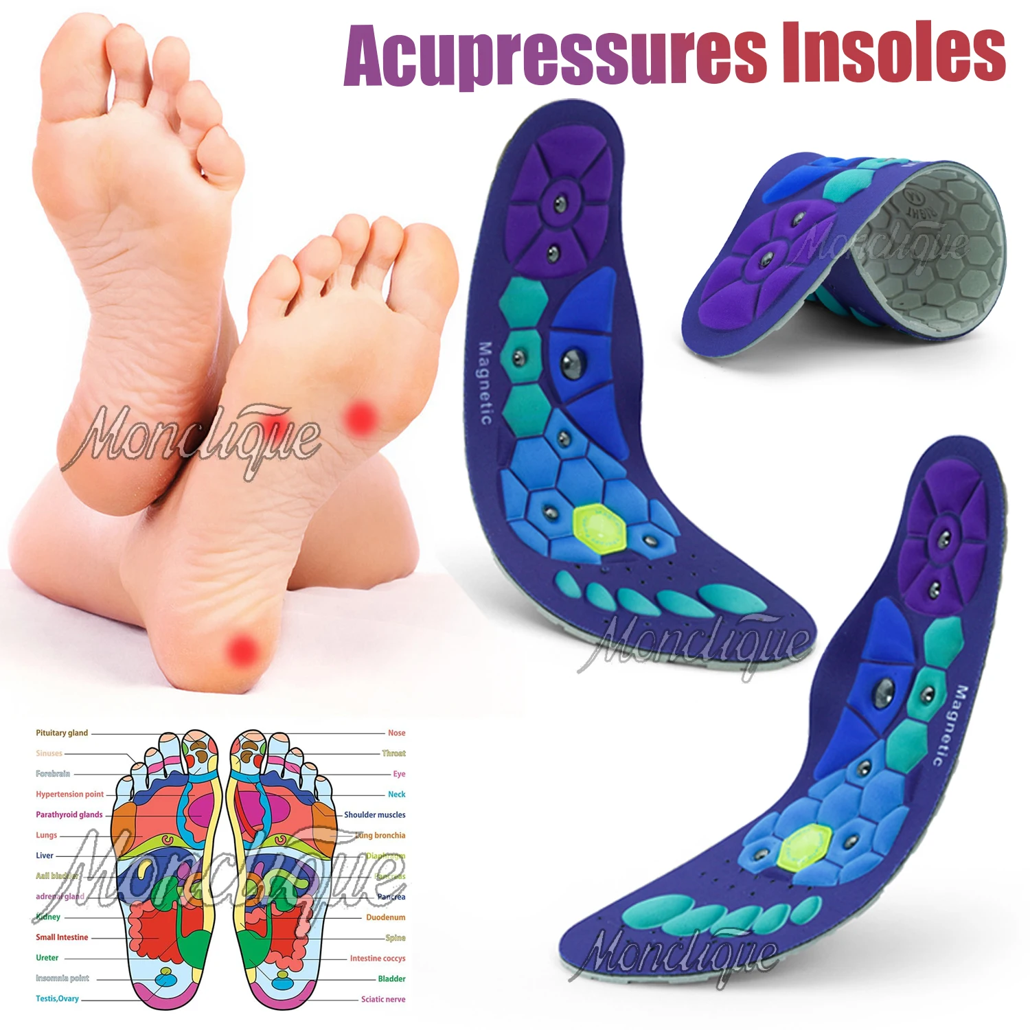 Medizinische magnetische 4D-Sport-Einlegesohle, superweiche Akupressur-Schuhe, Sohlenpolster für Füße, Stoßdämpfung, Schuhgewölbeunterstützung, orthopädisch Image