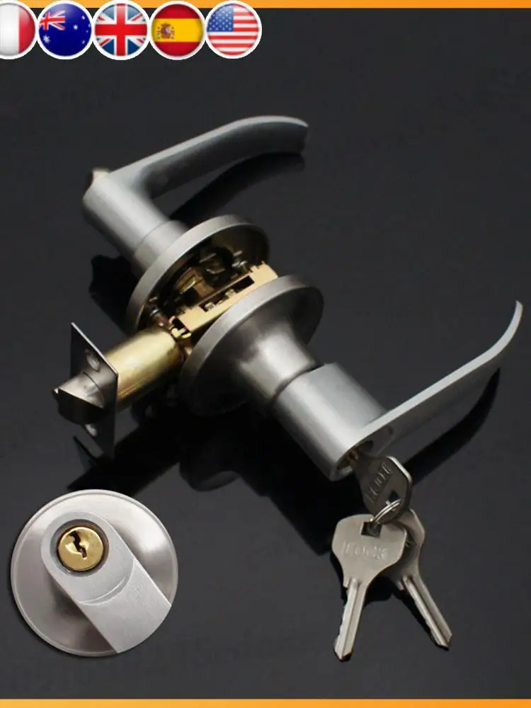 Verriegelbarer Türgriff, Edelstahl, Eingangstürgriffe, Innenhebel, Schloss, Türknauf, Ersatz für die Haustür im Schlafzimmer