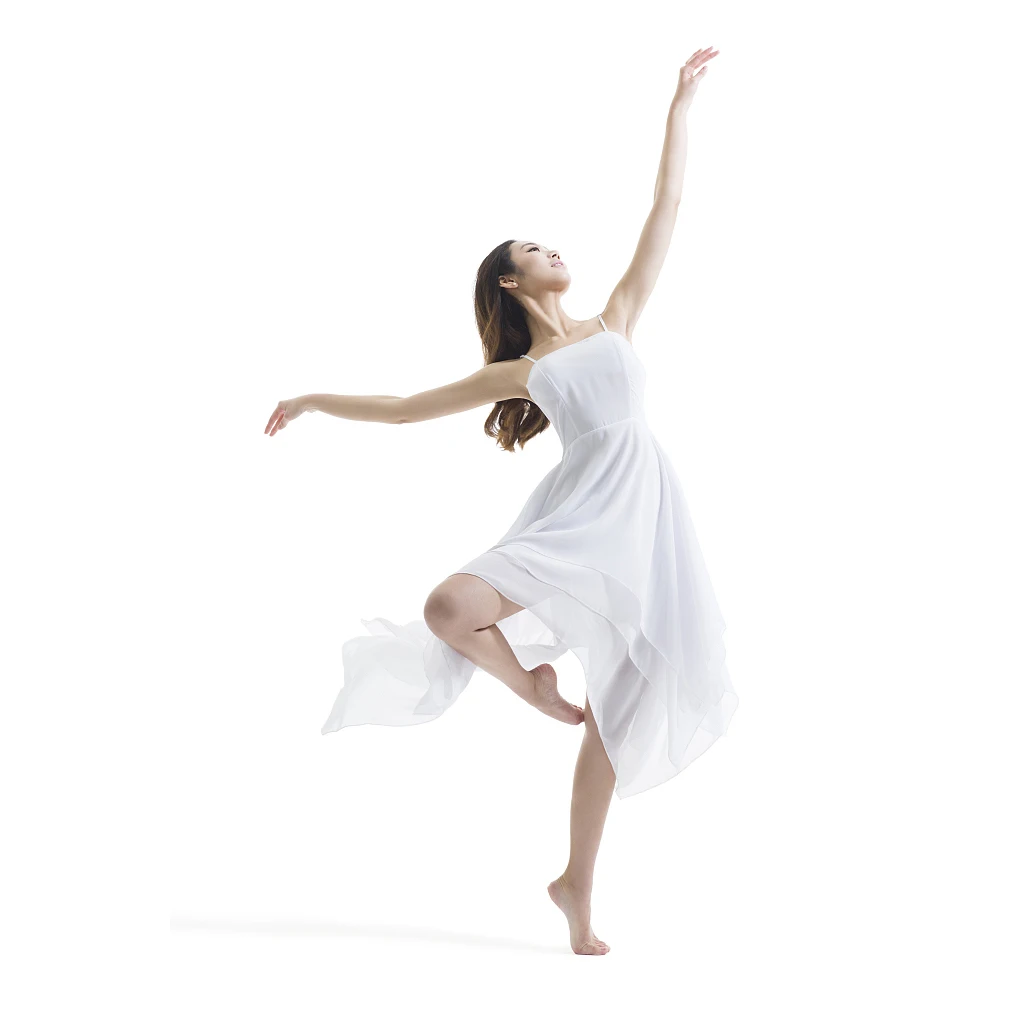 Frauen Moderne Lyrical Kleid Leibchen Tanz Kostüm Ballett Asymmetrische High-Low Mesh Rock Ärmelloses Trikot Gymnastic Dancewear Image