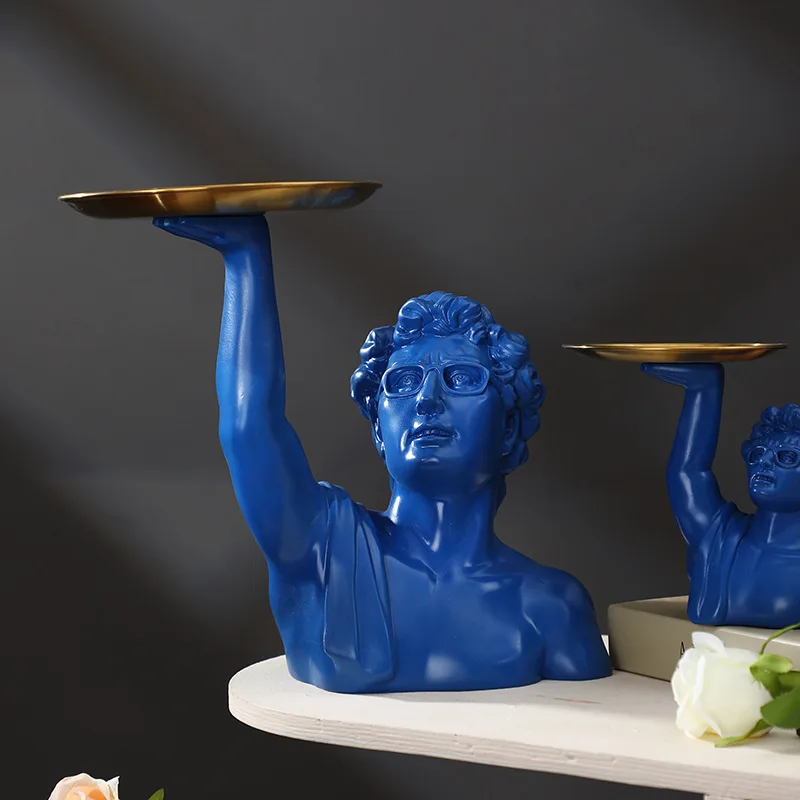 Moderne David-Statue mit Aufbewahrung, Marmor-Harz, Schmuckschatulle, Organizer, klassische Kunstdekoration für Zuhause, Schreibtisch, funktionelle Skulptur, Geschenk Image