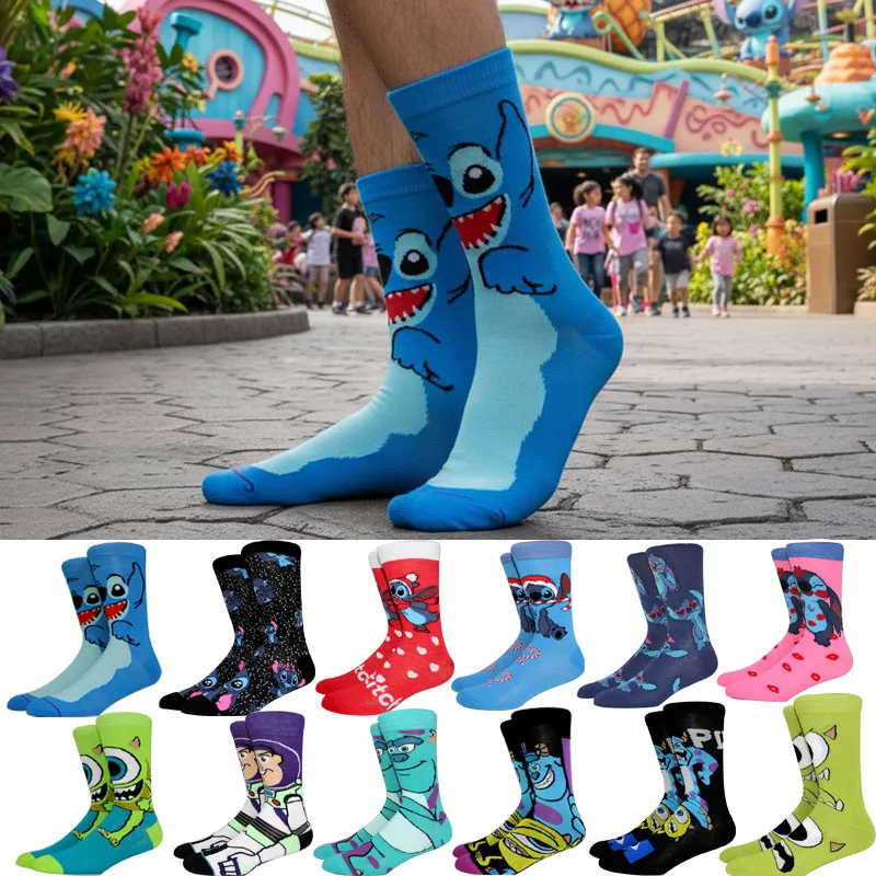 1 Paar neue Anime lange Herrensocken Roman Stich Cosplay Socken Persönlichkeit Hip Hop Harajuku glücklich lustige Damensocken Größe 36-44