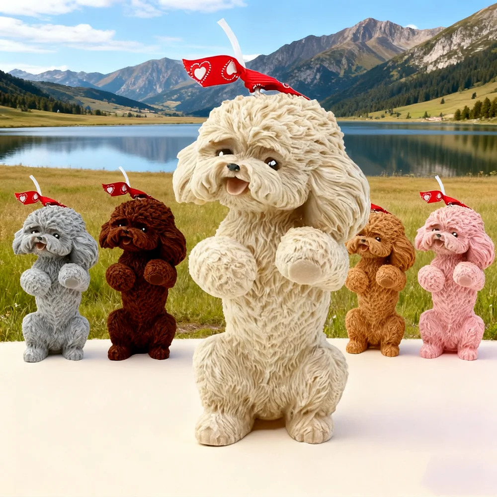 Valentinstag Geschenke 3D Teddy Hund Silikon Kerze Form Tier Stehenden Hund Epoxidharz Form Aroma Seife Machen Werkzeug Wohnkultur Image
