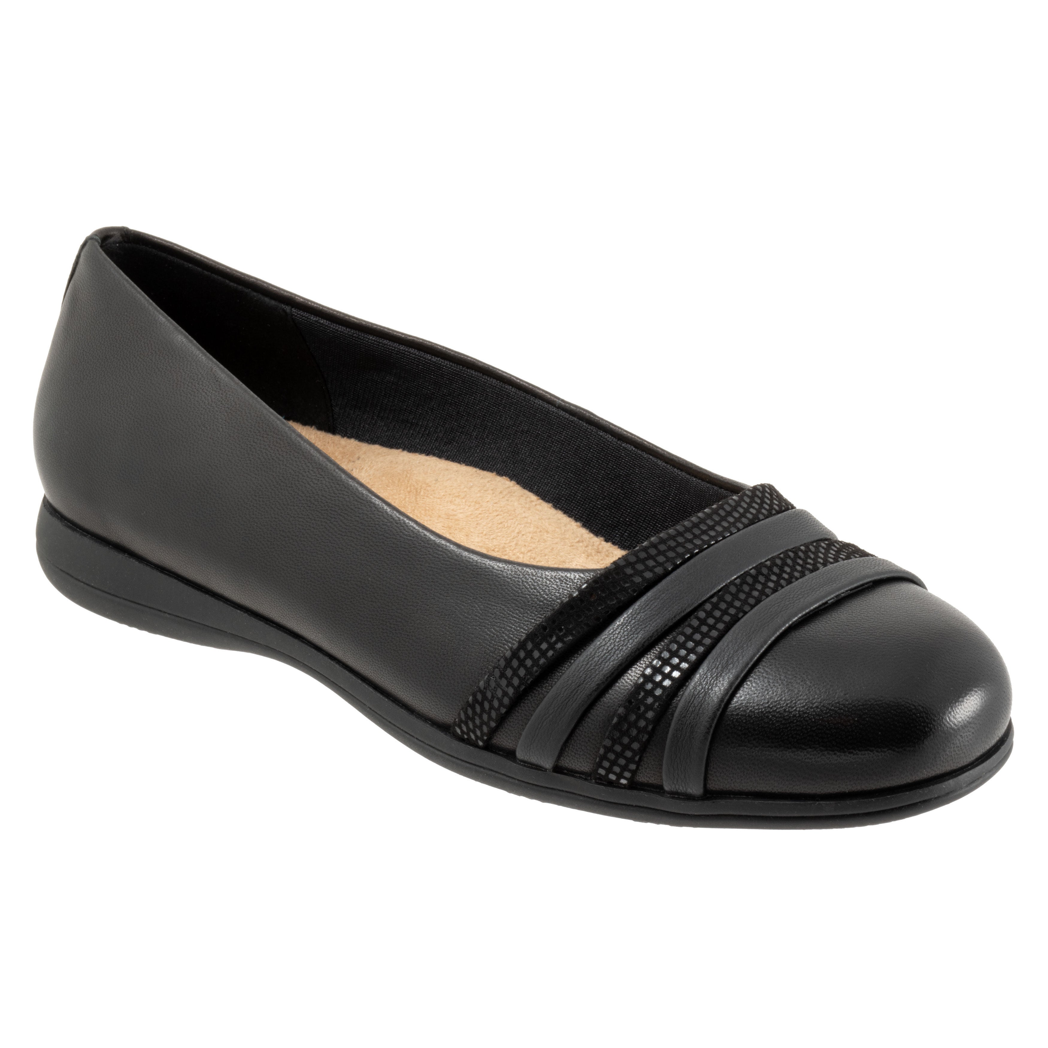 Wide Width Women's Drew Flat by Trotters in Dark Black Mini Dot (Size 11 W)