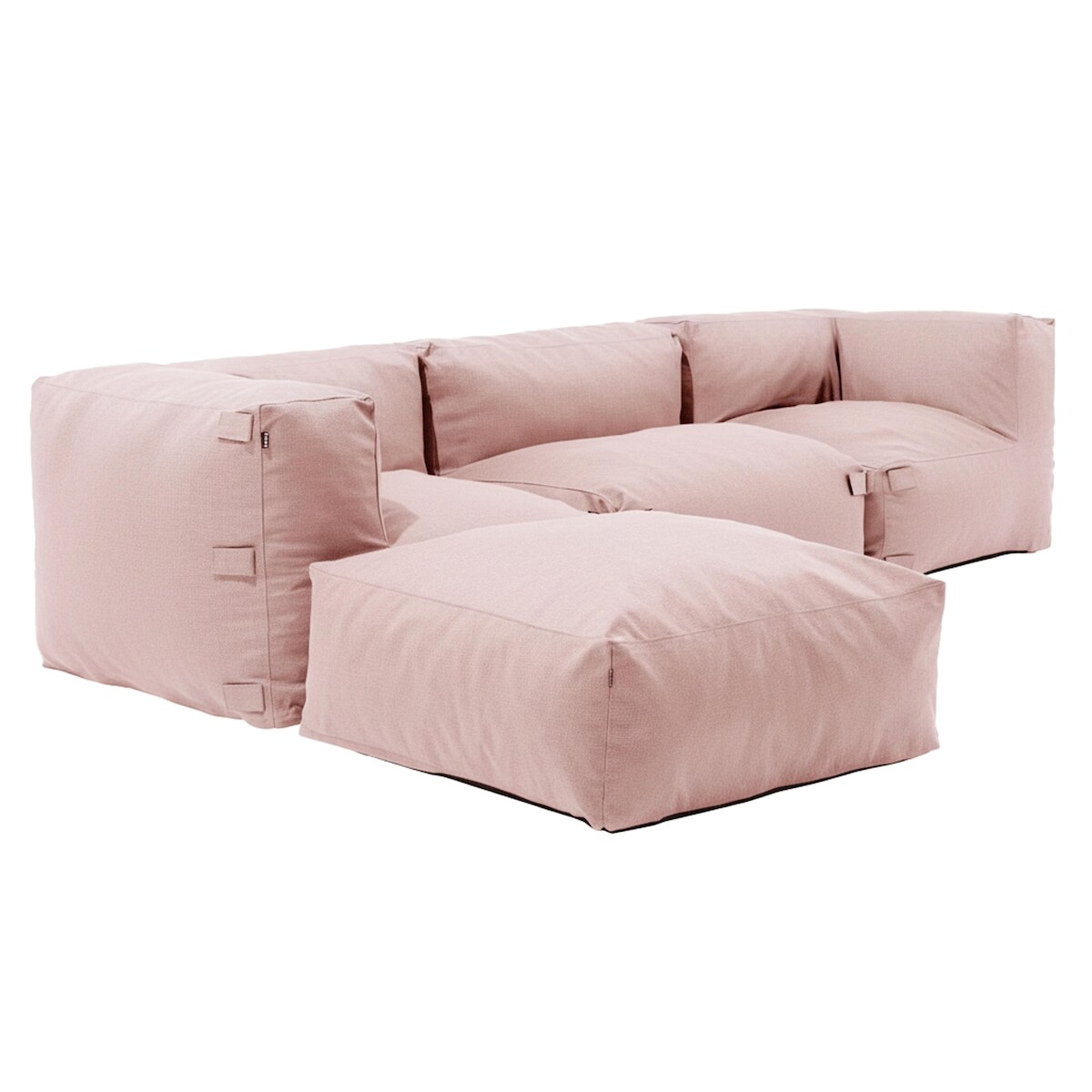 Oviala Business Modulares Ecksofa mit 1 Sessel, 2 Ecken und 1 puderrosa Hocker Image