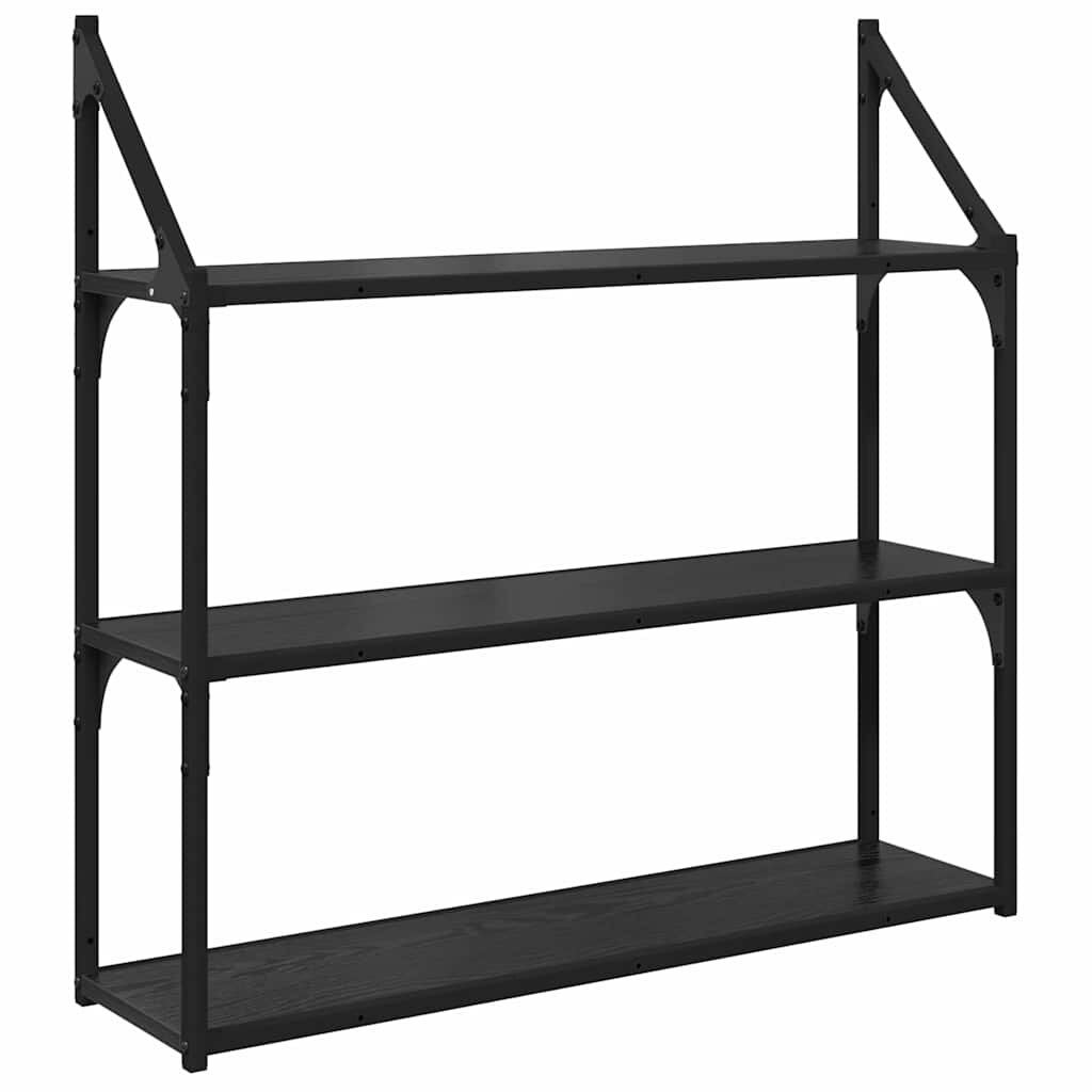 vidaXL Wandregal Schwarz Eichen-Optik 80 x 21 x 78,5 cm Holzwerkstoff Image