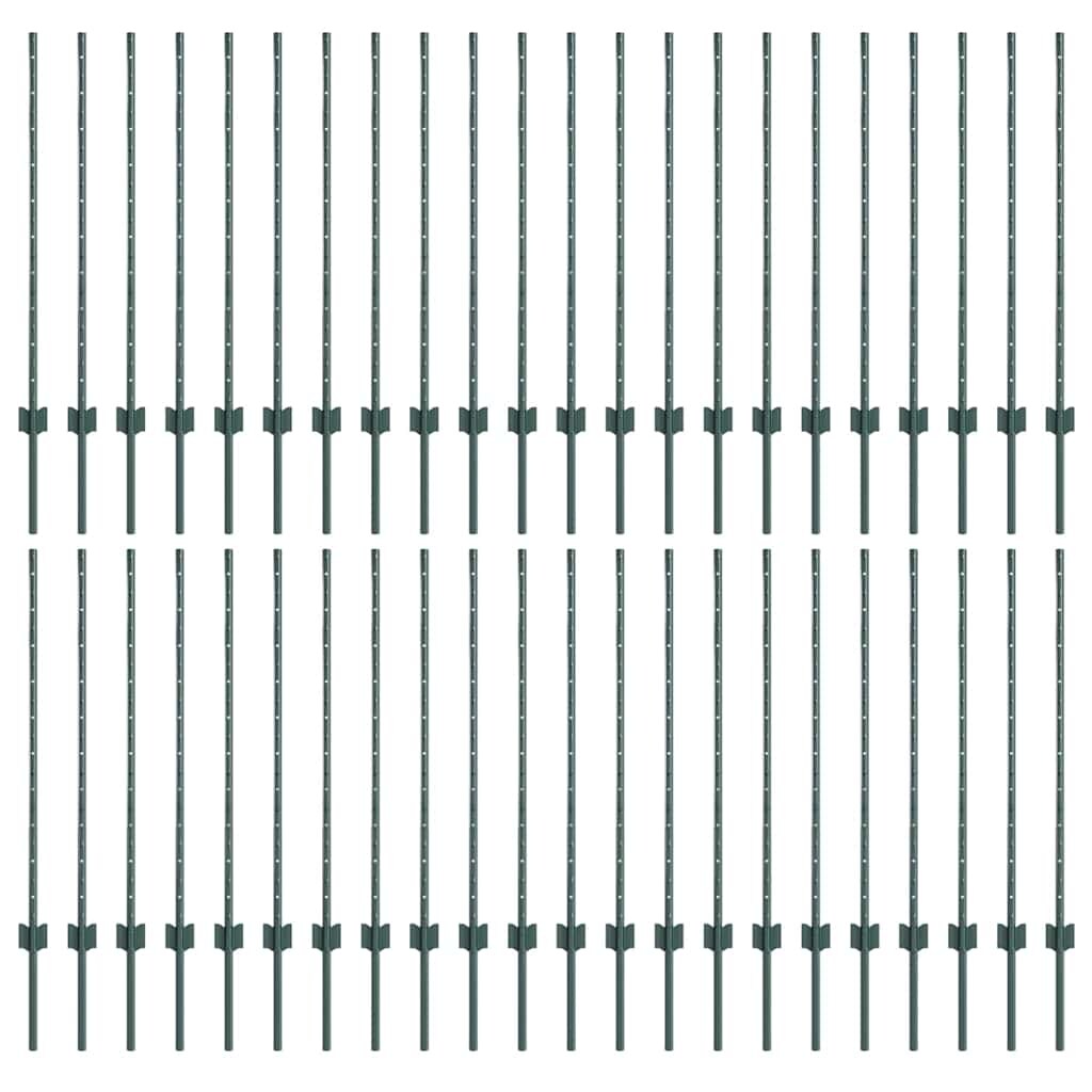 vidaXL Zaunpfosten 44 pcs Grün 140 cm Stahl Image