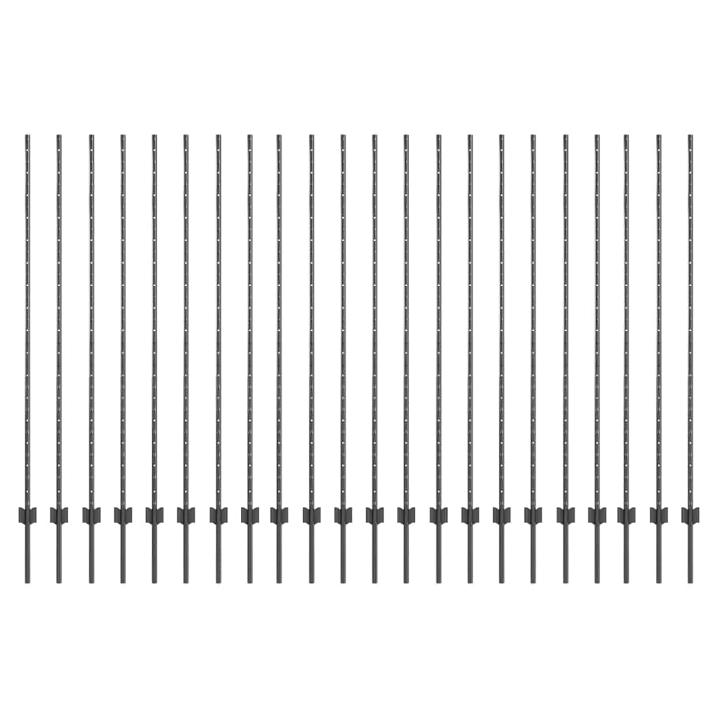 vidaXL Zaunpfosten 44 pcs Grau 200 cm Stahl Image