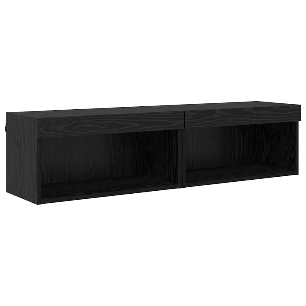 vidaXL Fernsehtische 2 pcs Schwarz Eichen-Optik 60 x 30 x 30 cm Image