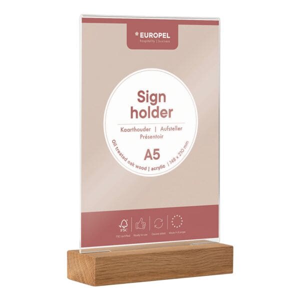 EUROPEL Tischaufsteller mit Holzsockel »Acryl« A5 Image