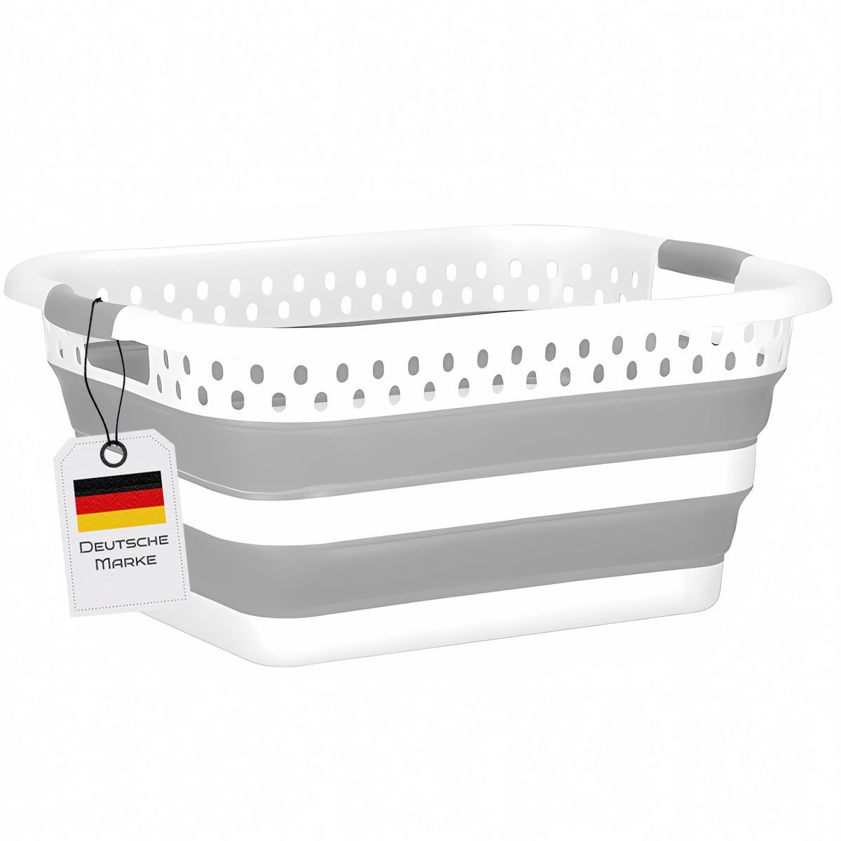 König Design Faltbarer Wäschekorb 24L Wäschesammler Tragbar Aufbewahrungskorb Haushalt Bad Image