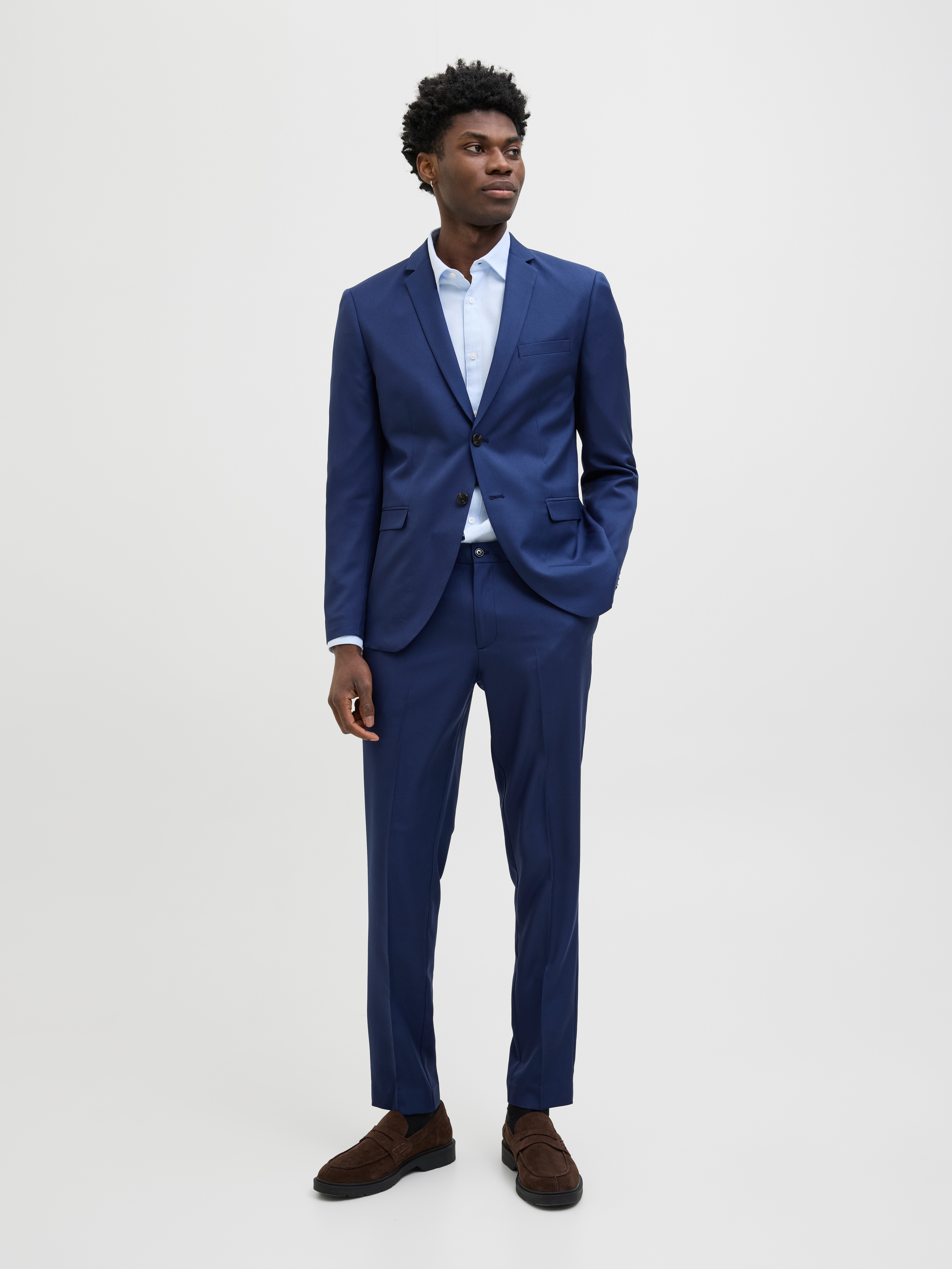 Anzug JACK & JONES "JPRCOSTA SUIT", Damen, Gr. 52, N-Gr, medieval blau, Web, Obermaterial: 100% Polyester, unifarben, sehr schmal, Anzüge, Polyester, slim fit