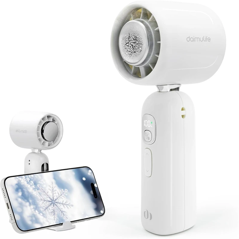 3-in-1-Hochgeschwindigkeits-Handventilator mit 1 100 stufenloser Geschwindigkeit, einstellbar, wiederaufladbar, 90 ° Faltbares Digitaldisplay für das Reisebüro Image