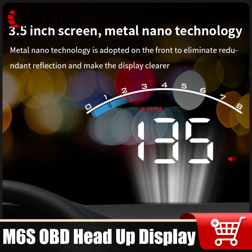 M6S OBD Auto Head Up Display HUD OBD2 Windschutzscheibe Projektor Digitale Auto Tacho RPM Bord Computer Auto Glas Zubehör Image