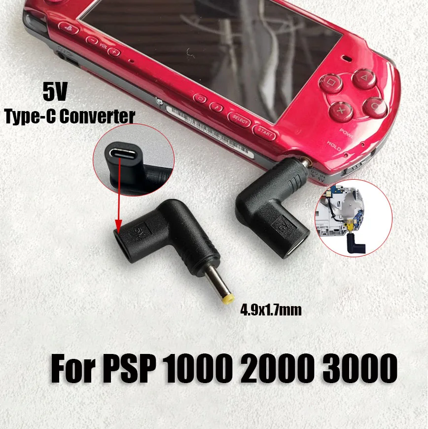 5 V Typ-C zu DC Power Charge Konvertieren Für PSP 1000 2000 3000 Mini USB C Lade Konvertieren Adapter DC 4,9x1,7mm Image