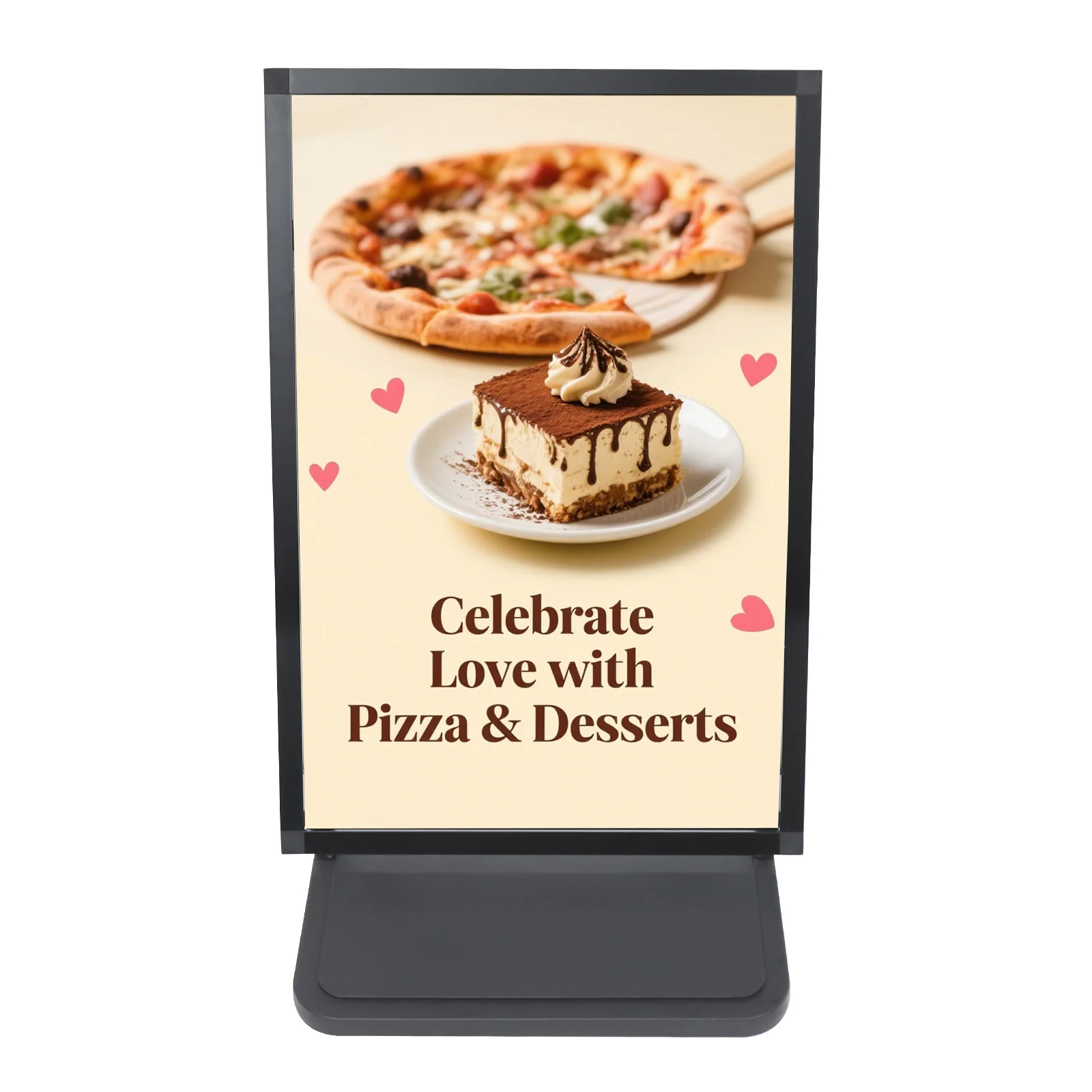 Fußgänger-Schilderhalter für den Außenbereich, Wassereinspritz-Fußgänger-Schild mit zwei Rollen, für Werbung, Menüs, Richtungen 60 x 90 cm Image