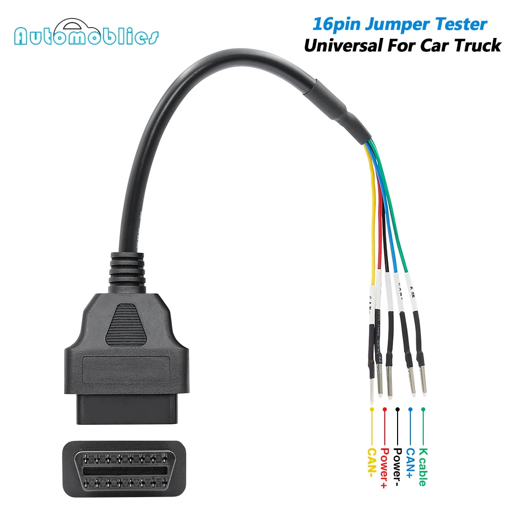 16pin Jumper Tester Universal Stecker OBD2 Weibliche K Linie Können Linie Diagnose Kabel K + KANN OBDII Kabel Für auto Für Lkw Image