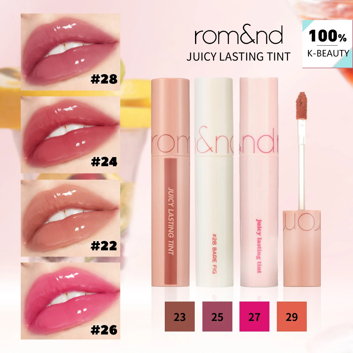 rom&nd JUICY LASTING TINT-8 Farbtöne, Feuchtigkeitsspendend Nicht-Klebrig, Langanhaltendes Luxus-Make-up, Koreanische Kosmetik, K-Beauty, Koreanisches Make-up