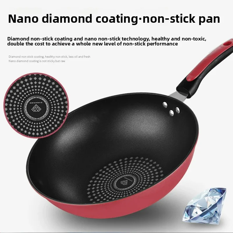 Antihaft-Pfanne, Kristall-Diamant-Wok, Keramik-Wok für den Haushalt, Gasherd, elektromagnetischer Herd, Bratpfanne Image
