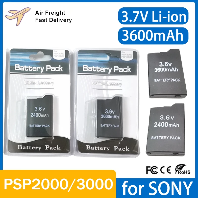 3600mAh for SONY PSP2000 Handheld Game Console Backup Battery Pack 2400mAh for SONY PS Lite PSP-2000 PSP-3000 PSP-3004 Batteries