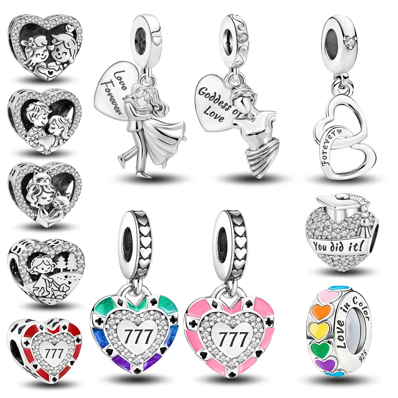 925er Silber vergoldet, süßes Paar, Liebesherz, Venus De Milo-Serie, Perlen-DIY-Armband, Geschenk für hochwertigen Modeschmuck Image
