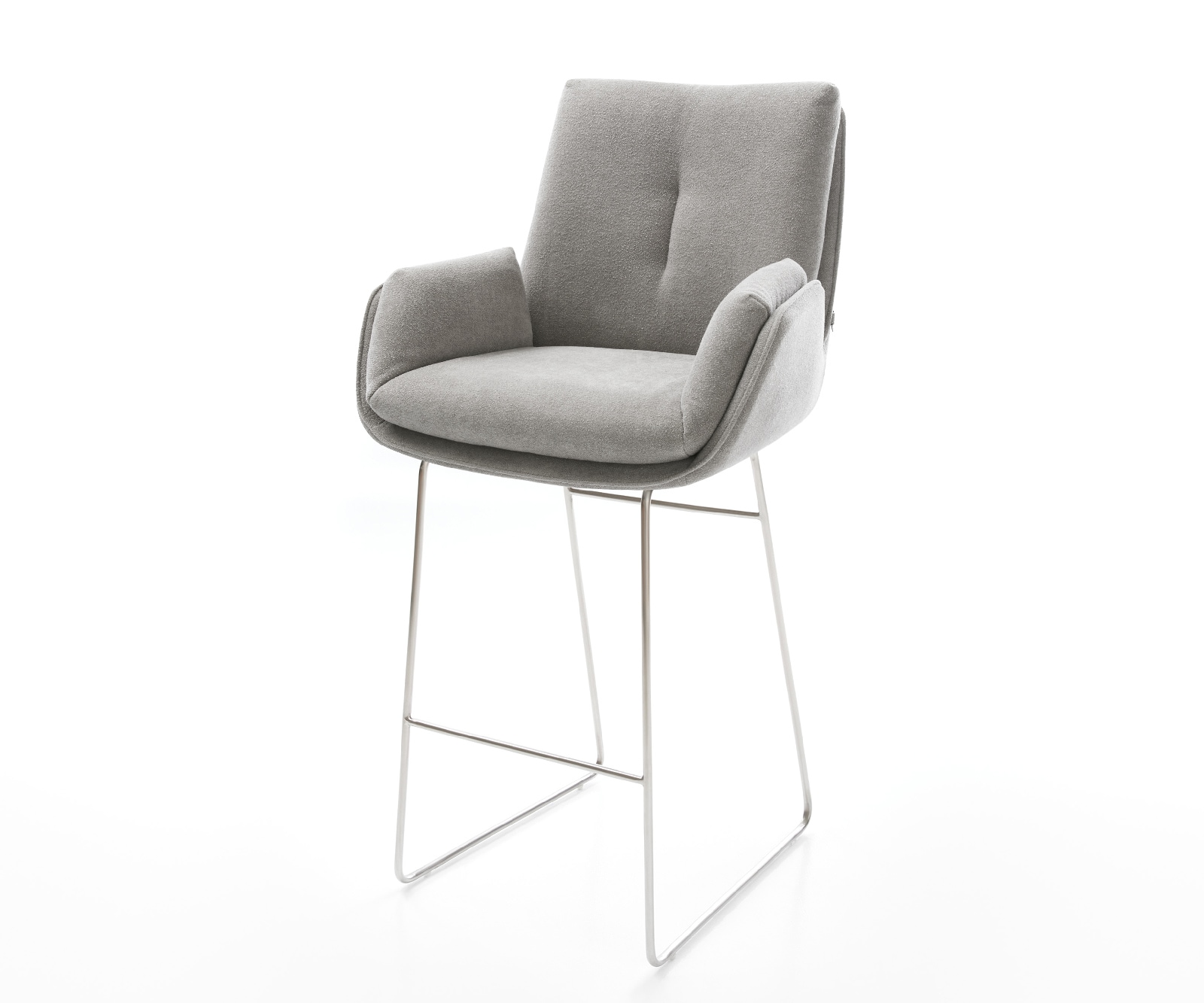 DELIFE Barstuhl Clea-Flex Strukturstoff Soft Grau Kufengestell Edelstahl, Barstühle Image